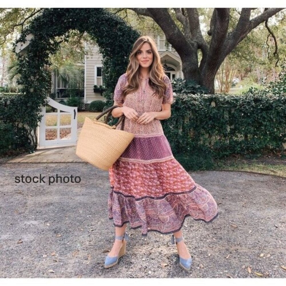 Sea New York Bella Midi Dress In Orchid Paisley Floral Patchwork  Small